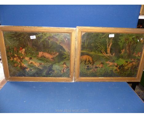 A pair of stag hunting prints.