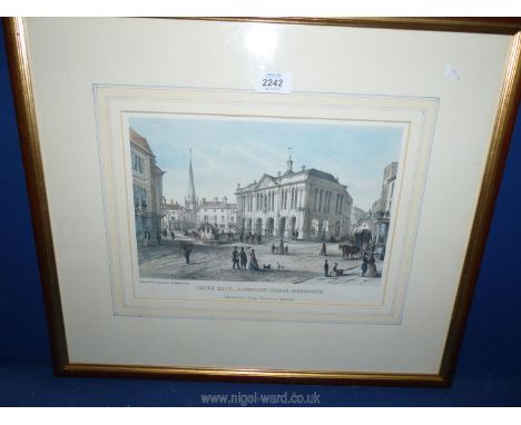 A framed and mounted lithograph by J. Newman &amp; Co depicting 'Shire Hall, Agincourt Square, Monmouth'. Published by R. Wau