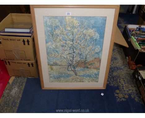 A large framed Van Gogh Print "Pink Peach Trees", 26" x 32".