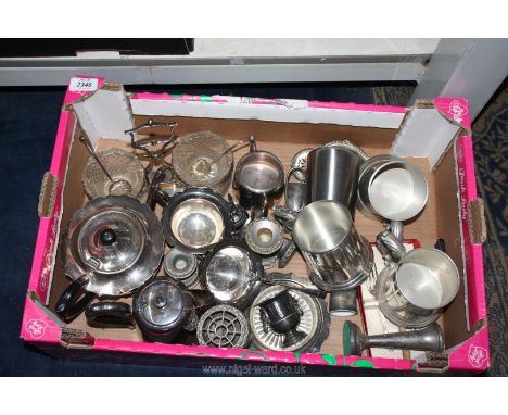 A good quantity of silver plate including tankards, teapot set, candlesticks etc.
