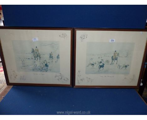 A pair of Ross Goody Limited Edition hunting prints; 'The Quorn at Twyford' and 'Away from Burrough Hill'.