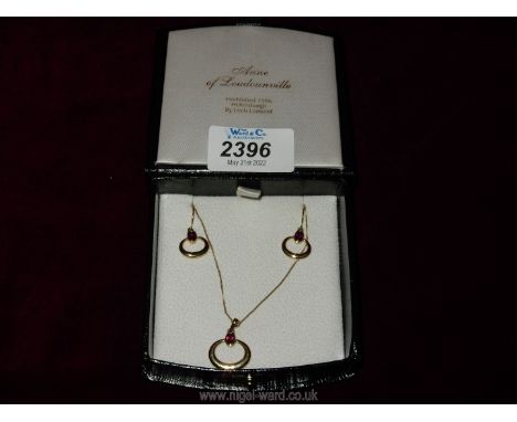 A 9ct Amethyst necklace and earrings set.