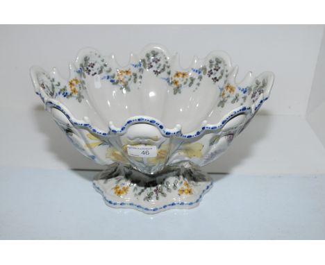 Ceramic footed bowl decorated with various flowers 