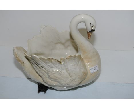 Large ceramic swan planter