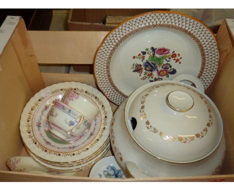 Copeland Spode plate, Royal Doulton 'Fairfax' lidded tureen, Royal Doulton cups and saucers, Royal Doulton 'Cumberland' plate