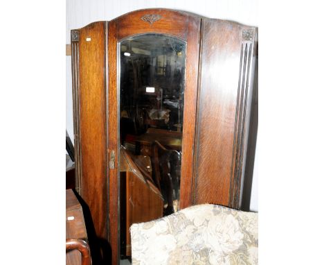 Oak mirror door single wardrobe