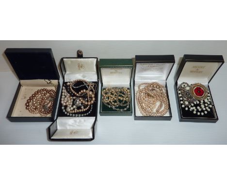 Selection of pearl necklaces etc.