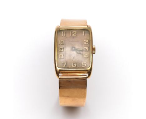 La Tavannes, 14 kt. gouden mechanisch heren polshorloge, Art Deco. Met seconde aanduiding op de 6 (wijzerplaat versleten). br