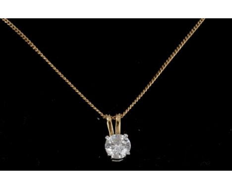 Diamond single stone pendant, the brilliant cut diamond estimated to weigh approximately 0.35 carats, in four-claw gold (18ct