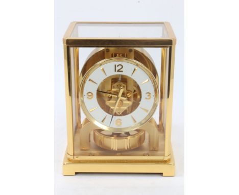1960s Jaeger-LeCoultre model 526 Atmos clock, serial no. 489299, with white enamel dial and Arabic numerals, in glass panelle