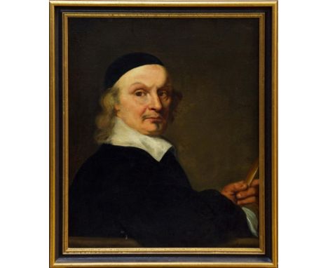Continental School (17th century), oil on canvas laid down onto board - portrait of cleric or scholar, indistinctly signed lo