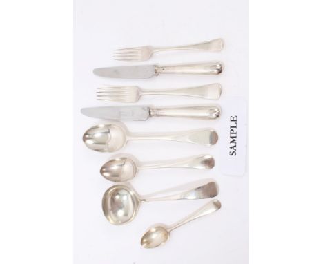 Early 20th century composite canteen of Old English pattern cutlery - comprising six tablespoons (London 1911 / 1912), six de