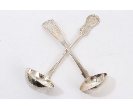 George III Scottish silver single struck Kings pattern sauce ladle (Edinburgh 1819), maker - A. H. and one other (Glasgow 185