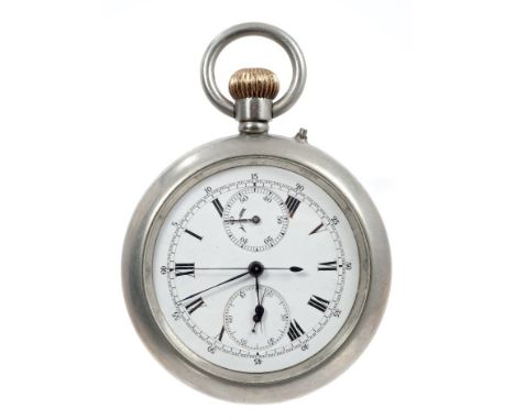 Military pocket watch with button-wind movement, enamel dial in stainless steel case with broad arrow mark and numbered - 983