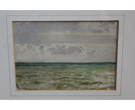*Norman Wilkinson (1878 - 1971), pair of watercolours - still seas, signed, in gilt frames, 12.5cm x 18cm