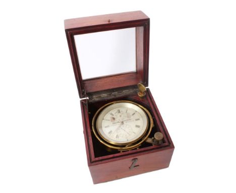 Fine quality early 20th century Scottish marine chronometer with silvered dial with Roman numerals, subsidiary wind-up indica