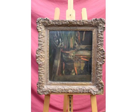 Maarten Yungmann (1877 - 1964), oil on panel - The Fish Pond, signed, in gilt frame, 38cm x 32cm, together with another by th