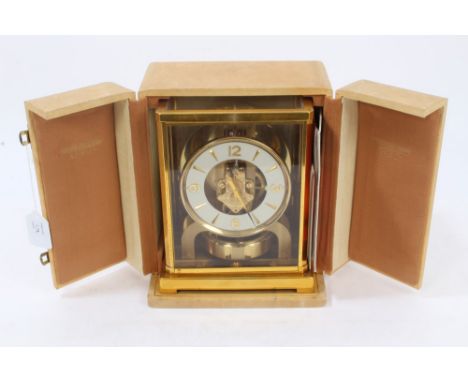 1950s Jaeger-LeCoultre Atmos Classic V clock, serial no. 99035, with white enamel dial and Arabic numerals, in glass panelled
