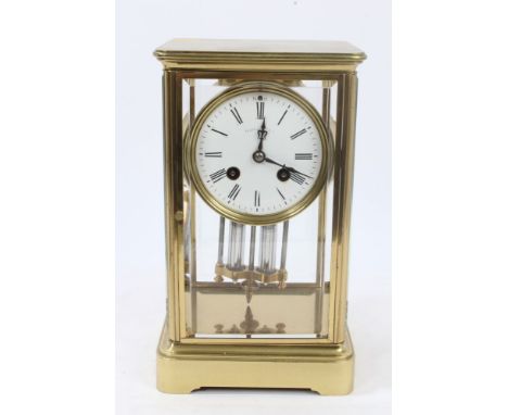 Fine quality 19th century four-glass mantel clock with eight day French movement striking on a bell, signed 'Japy Freres' and