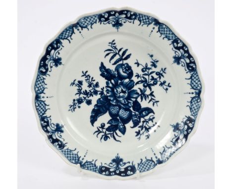 18th century Worcester Pinecone pattern plate, circa 1770 - blue crescent mark, 22cm CONDITION REPORT Good order, minor nibbl