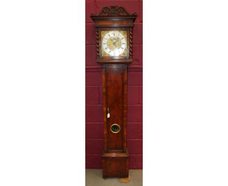 Contemporary reproduction of a late 17th century longcase clock with five-pillar eight day movement, 10 inch square dial with