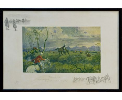 Snaffles (Charles Johnson Payne 1884 - 1967), signed print - Peshawar Vale, with Snaffle blind stamp, in glazed frame, 49cm x