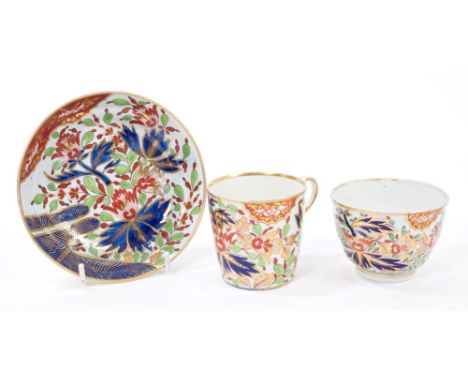 Early 19th century Chamberlains Worcester Imari pattern trio, circa 1810 - unmarked (3)