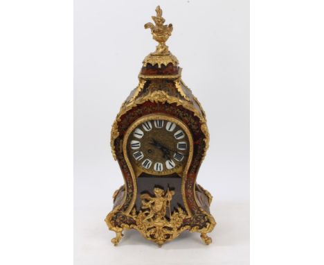 Early 20th century mantel clock with French eight day movement and outside countwheel striking on a gong, gilt metal dial wit