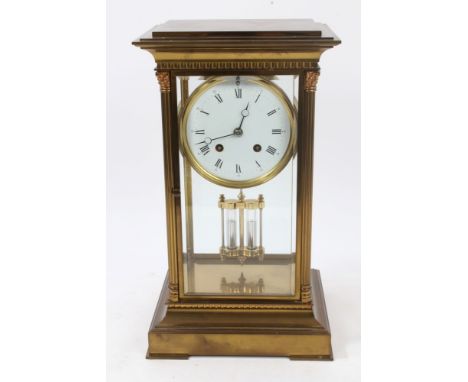 Late 19th century four-glass mantel clock with French eight day movement striking on a bell, backplate signed 'L'Epée France'