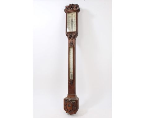 Victorian stick barometer with ivory 'yesterday' and 'today' scales, signed - Chadburn Bros. Opticians to the late Prince Con