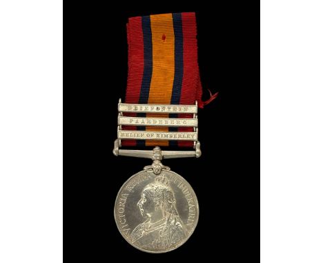 Boer War Queens South Africa medal named to 31036 DVR. J. Blayden, 81st BTY, R. F. A., with three clasps Driefontein, Paardeb