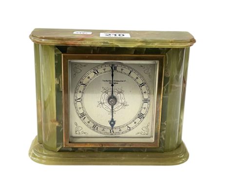 Green onyx Art Deco style Elliott mantel clock, 13cm.