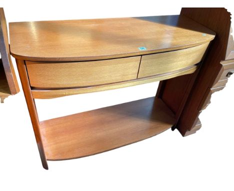 Nathan Shades No 5854 teak two drawer console table, 80.5cm by 103.5cm by 40cm.