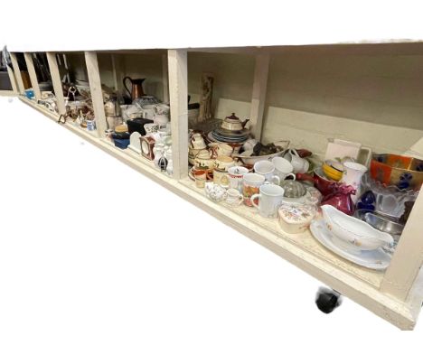 Good collection of decorative porcelain including Portmerion, Spode, Coalport, Lladro, Masons, Torquay wares, wooden stands, 