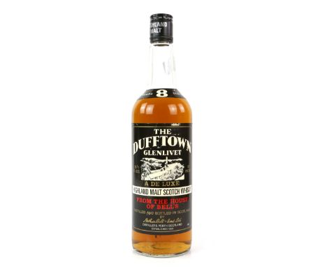 One bottle of Glenlivet The Dufftown Pure Highland Malt Scotch Whisky, aged 8 years. In original box. 26 2/3 Fl ozs. 70% proo