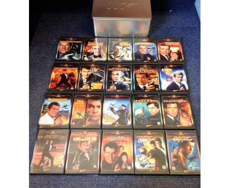 Complete James Bond collection of 20 DVD's some of which signed, comes in a special 007 silver tin. Signed films include The 