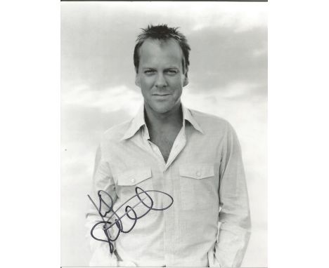 Kiefer Sutherland signed 10 x 8 b /w Photoshoot Portrait Photo, from in person collection autographed at.  Good Condition. Al