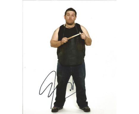 Nick Frost signed 10 x 8 colour Shaun Of The Dead Portrait Photo, from in person collection autographed at The Worlds End Lon