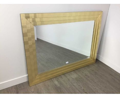 MODERN BEVELLED WALL MIRROR,in a gilt frame, along with another modern mirror, with a bevelled glass surround (2)