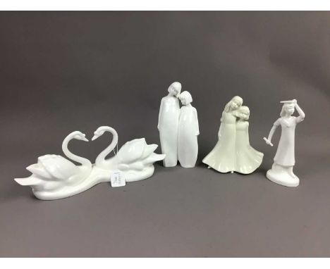 FOUR ROYAL DOULTON AND WORCESTER FIGURES,comprising a Female Graduate, Sisters, Moments, and Endless Love (4)