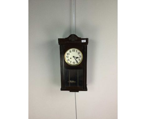 EARLY 20TH CENTURY MAHOGANY WALL CLOCK,56cm high