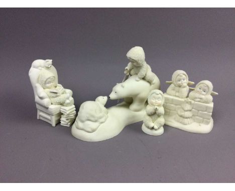 COLLECTION OF CONTEMPORARY CERAMIC GROUPS,modelled as children and animals (8)