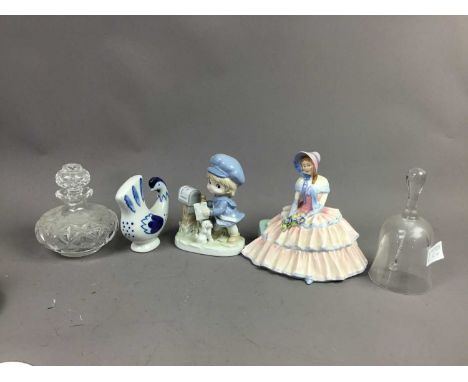 PAIR OF DUTCH ROEMER STYLE HOCK GLASSES,along with a Royal Doulton figure, ceramic figure bookends, other ceramic figures, Ed