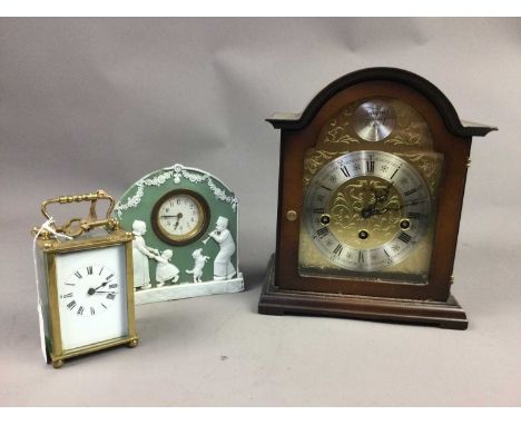 MANTEL CLOCK,along with a bedroom clock in ceramic case and a carriage clock (3)