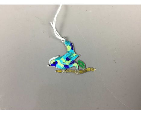 SILVER AND ENAMEL 'BIRD' PENDANT