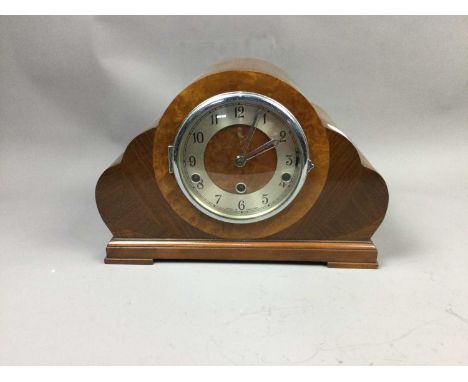 EARLY 20TH CENTURY MAHOGANY MANTEL CLOCK,23cm high, along with two others (3)