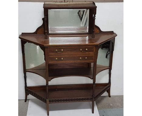 Compact Edwardian Inlaid Mahogany Chiffionier, the raised brass gallery over a mirrored compartment and 2 drawers below, with