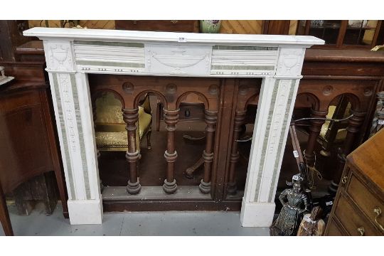 Edwardian White Marble Adams Style Fireplace With Green Bracket