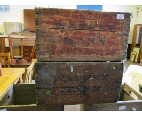 FOUR VINTAGE WOODEN CRATES 