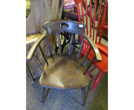 ELM HARD SEATED BOW BACKED STICK BACK CAPTAIN'S TYPE CHAIR 